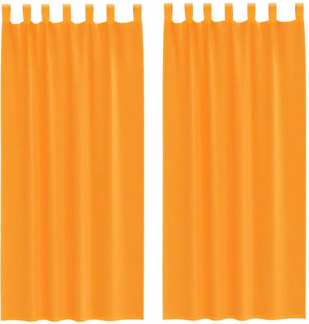 Berkfield Home Orange Voile Fabric Panel Curtains with Tabs, 2 Pack, W: 140 cm, H: 245 cm – 1