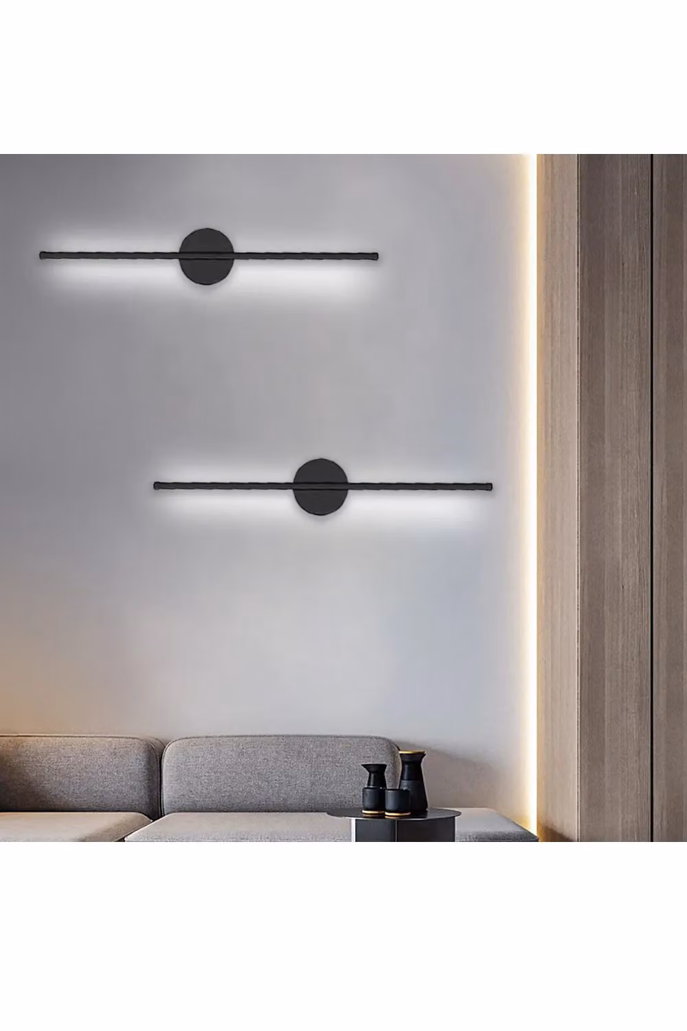 Living and Home Minimalist Linear LED Wall Light in Black – 3