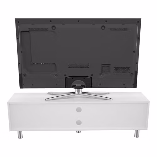 AVF Modern Rectangular Wood TV Floor Stand in White and Brown, suitable for up to 65 inch screens and 50kg, featuring open and closed storage with cable management, Height: 150 cm – 4
