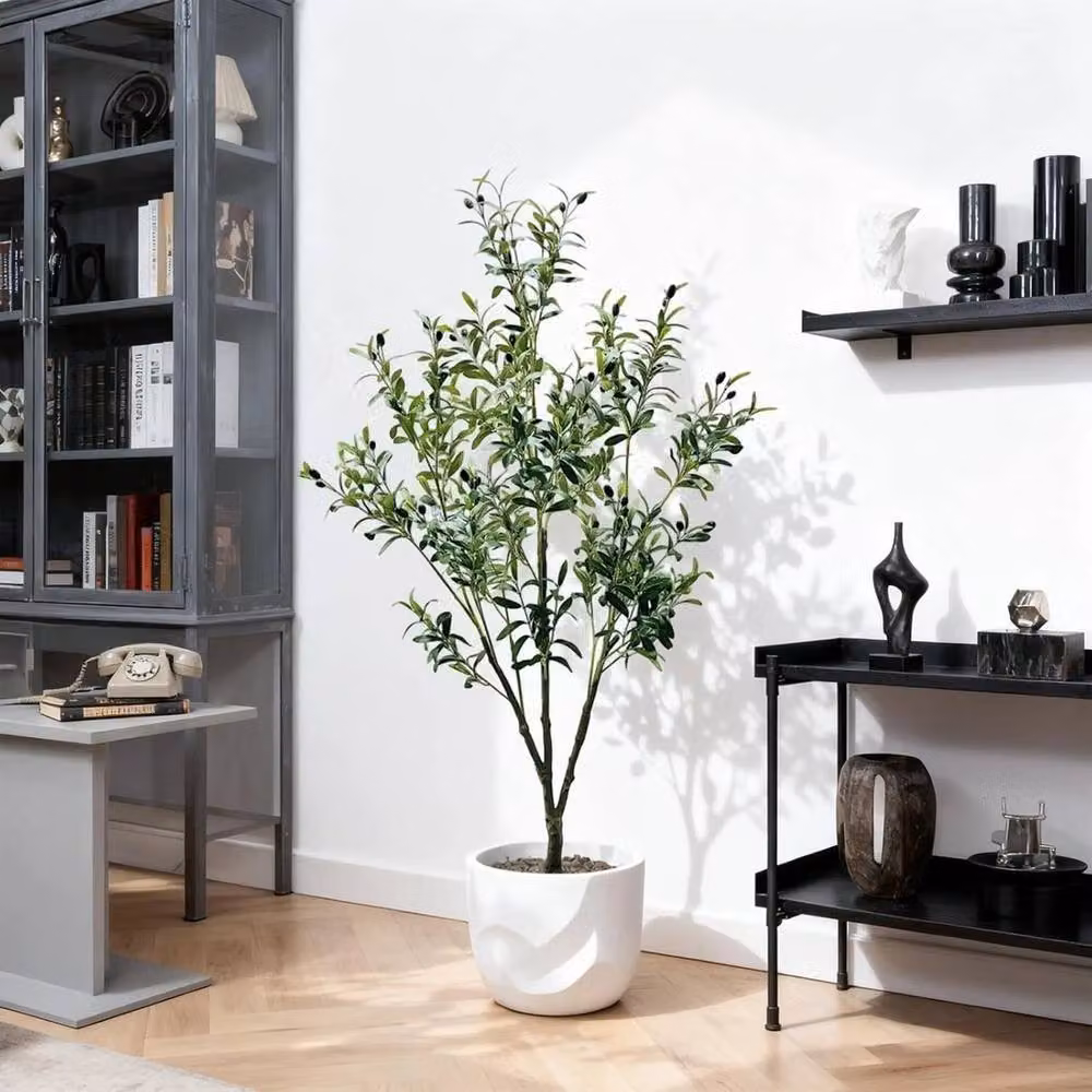 VOGREX 180 cm Artificial Olive Tree in Green and White – 4