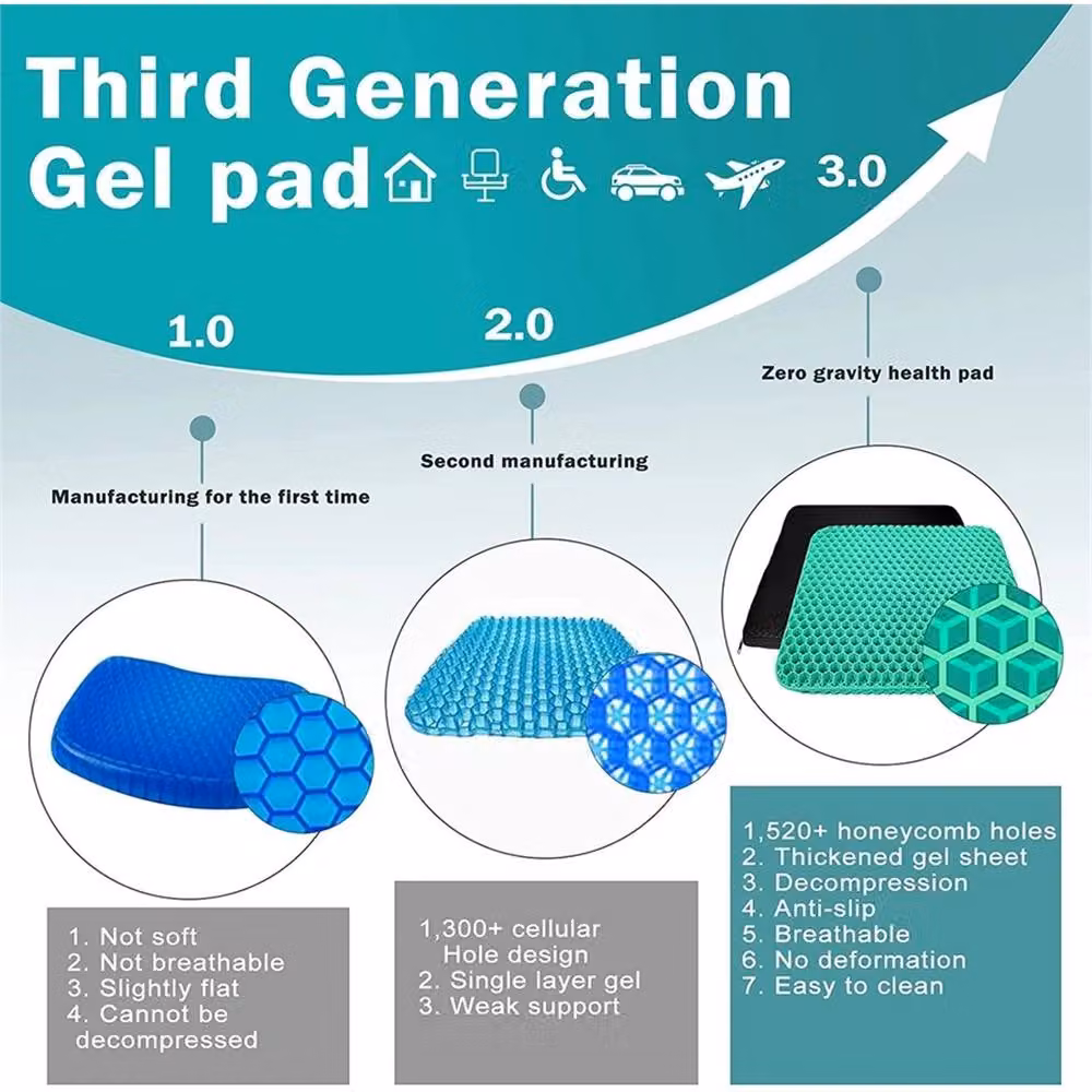 NESTLUNE Green Breathable Ergonomic Gel Egg Sitting Cushion, W: 190 cm x D: 100 cm x H: 3.5 cm – 3
