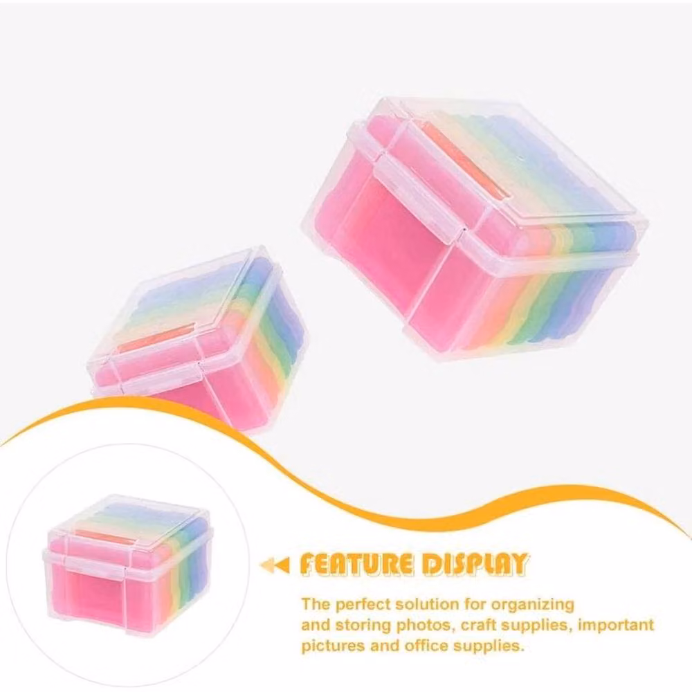 NESTLUNE Transparent Multicolour Photo Storage Box and Picture Album Organiser, W: 17.8 cm, D: 12.7 cm, H: 12.7 cm – 3