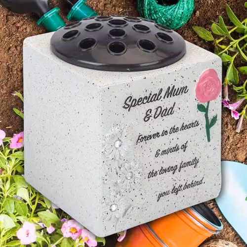 VFM e-Store Memorial Ornament Flower Pot Planter, Grey, W: 14 cm, D: 13.5 cm – 5