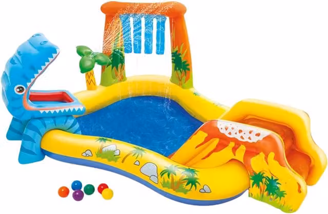 Intex Dinosaur Inflatable Play Center with Slide and Sprayer, Multicolour, W/D/H: 272 x 191 x 109 cm