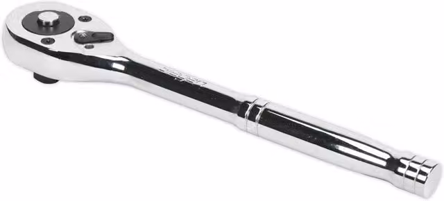 Loops 45-Tooth Flip Reverse Ratchet Wrench with 1/2 Inch Square Drive and Pear Head Design in Silver Chrome Vanadium