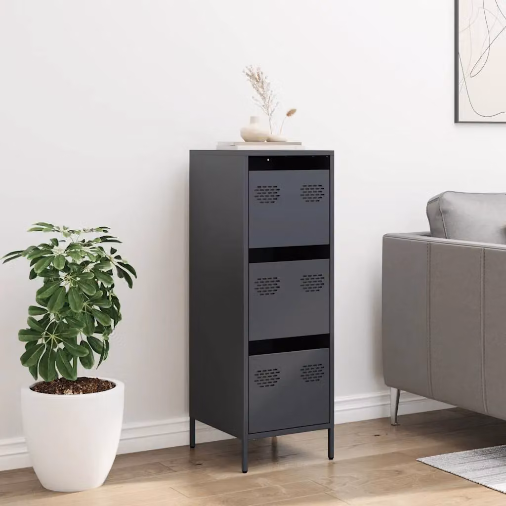 Berkfield Home Anthracite Steel Highboard, W/D/H: 39 x 35 x 103.5 cm – 3