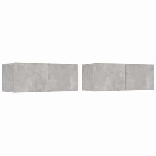 vidaXL 2 Piece Modern Wall Mounted TV Cabinet Set in Grey Engineered Wood, W/D/H: 80 x 30 x 30 cm – 1