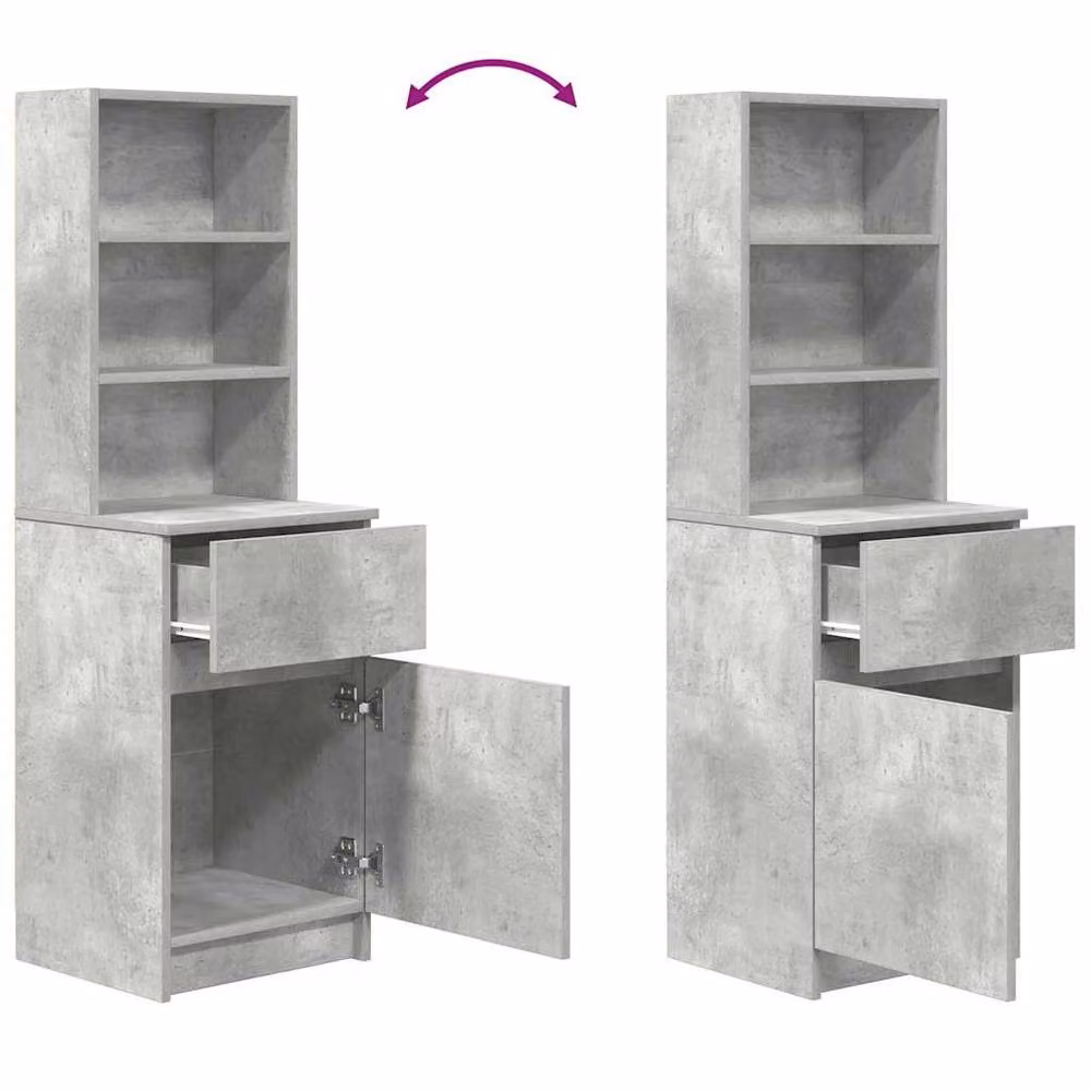 Berkfield Home Durable Bedside Cabinet in Concrete Grey, W/D/H: 39 x 35 x 125 cm – 2