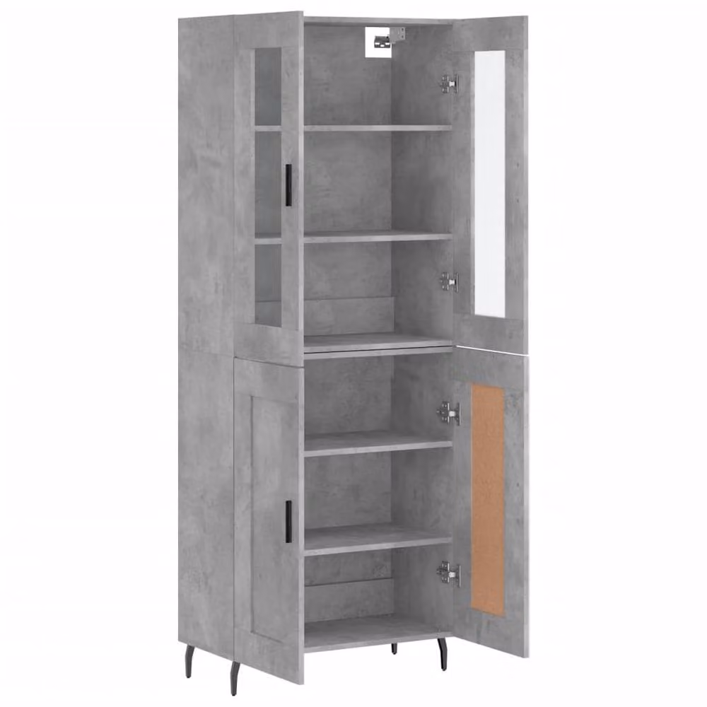 Berkfield Home Highboard in Concrete Grey with Glass Doors, W/D/H: 69.5 x 34 x 180 cm – 3