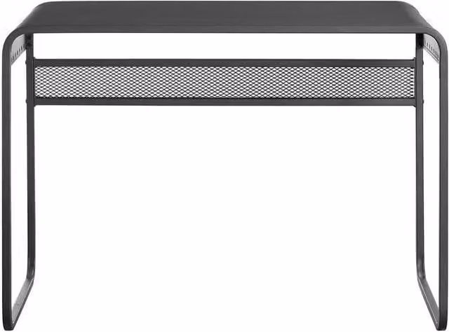 FORGEVIO Industrial Metal Writing Desk with Curved Top in Matt Gunmetal Grey