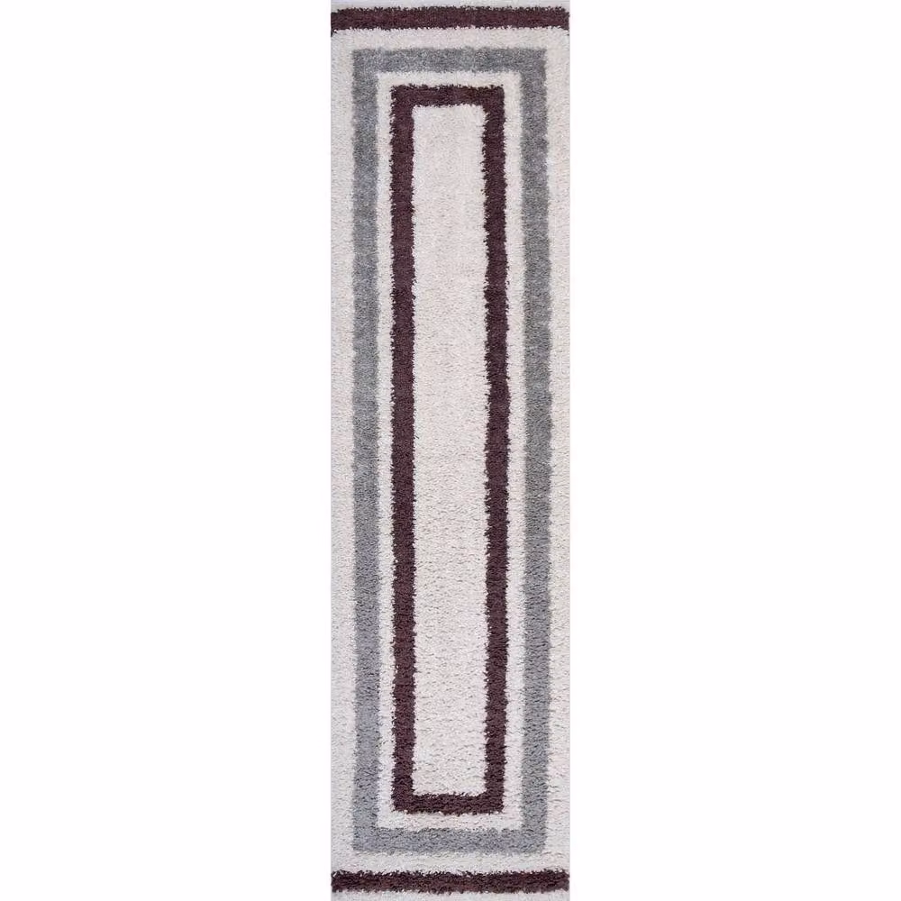 THE RUGS Moodi Border Design Shaggy Soft High Pile Living Room Rug in Purple, W: 80 cm, L: 150 cm – 5