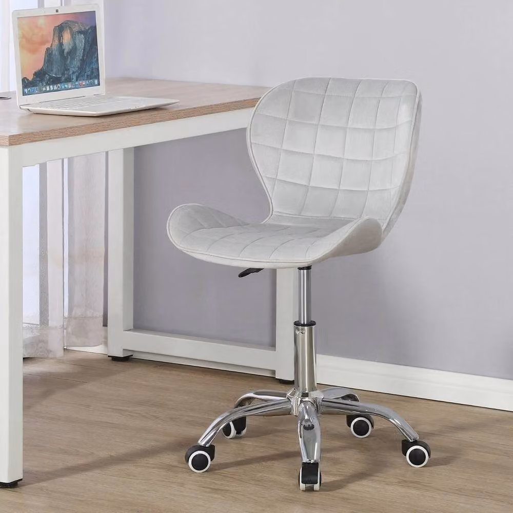 VOGREX Grey Velvet Swivel Task Chair for Home Office – 2