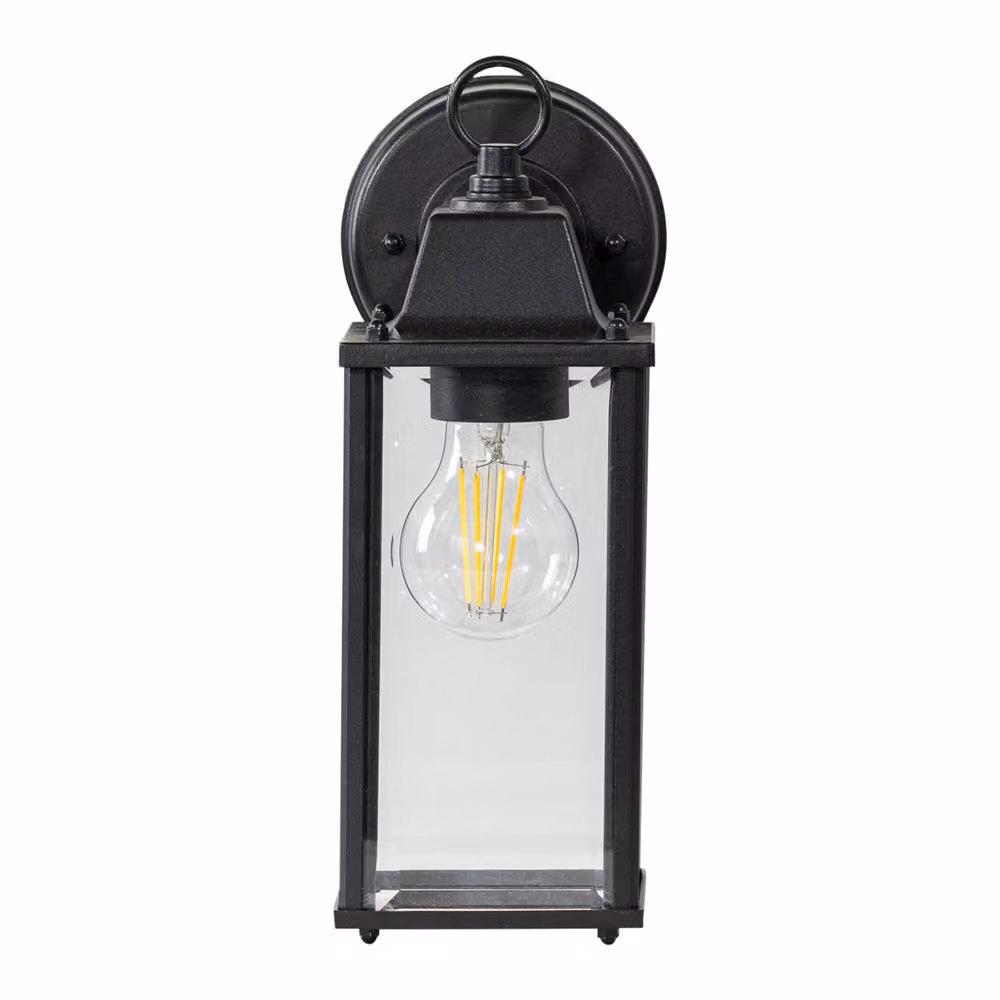 First Choice Lighting Chatham Black and Transparent Glass Panelled Outdoor Wall Lantern Light – 2