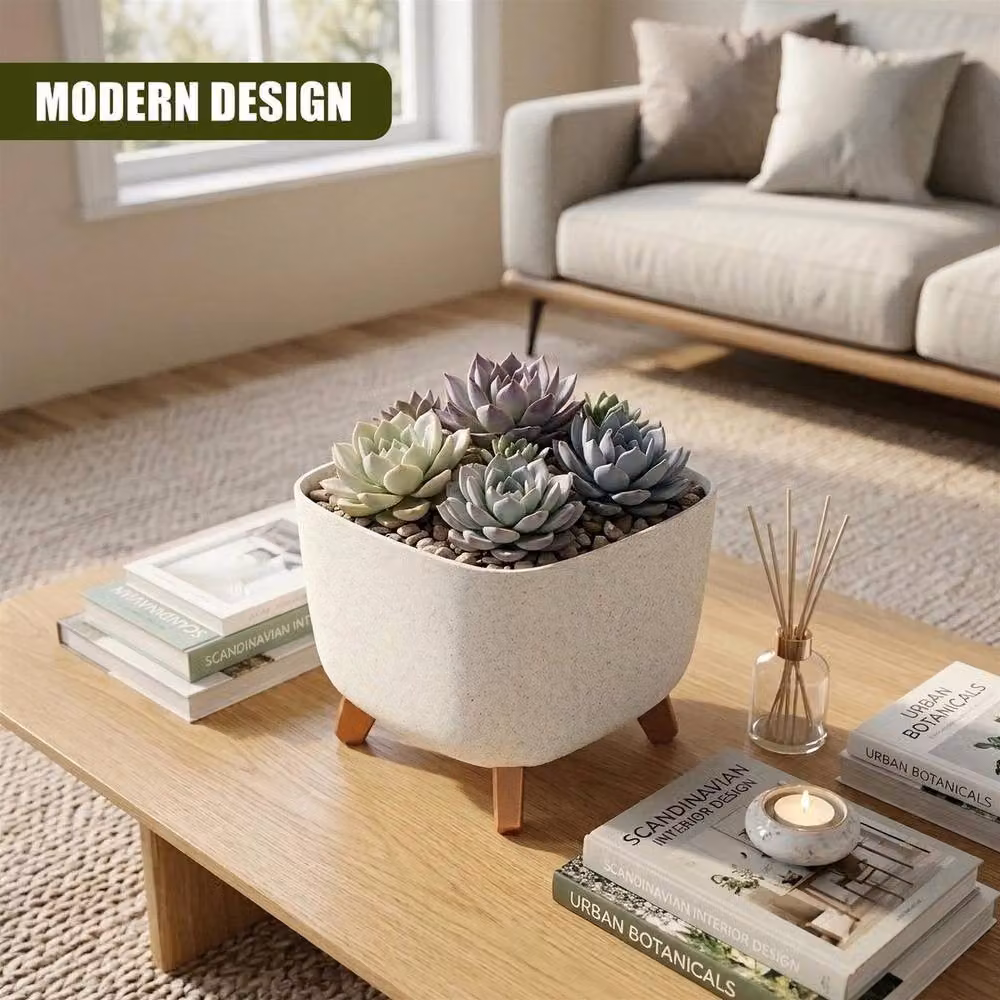 Kelvenix White Stone Planter with Legs and Water Reservoir – 3