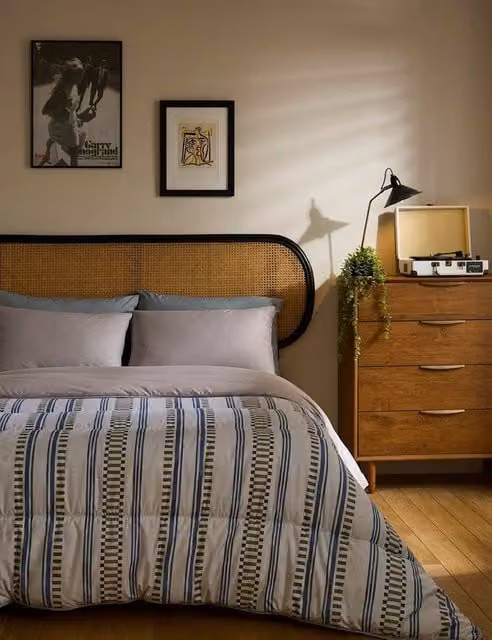 Nightlark Striped 10.5 Tog Coverless Microfibre Duvet Set in Grey and Blue Mix