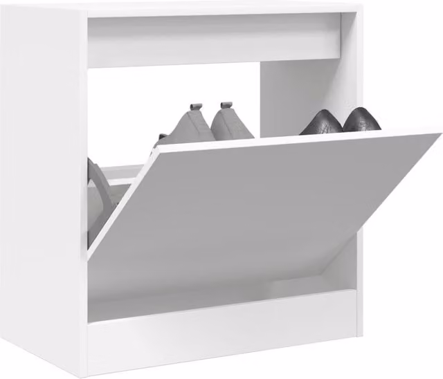 Berkfield Home White MDF Shoe Cabinet W/D/H: 60 x 34 x 63.5 cm