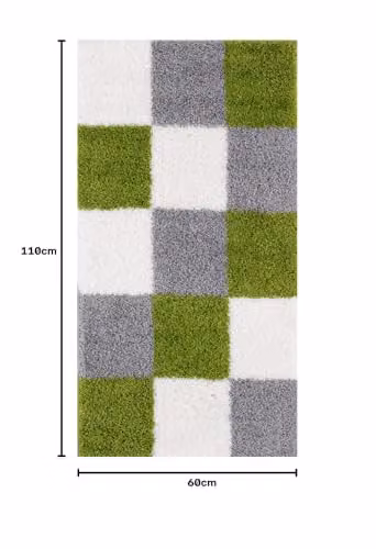 THE RUGS Modern Geometric Shaggy Area Rug in Green and Grey, W/D: 60 x 110 cm – 2