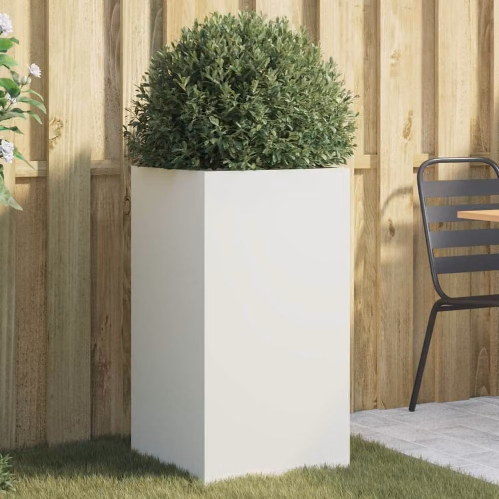 Berkfield Home White Steel Planter, W/D/H: 42 x 38 x 75 cm – 2