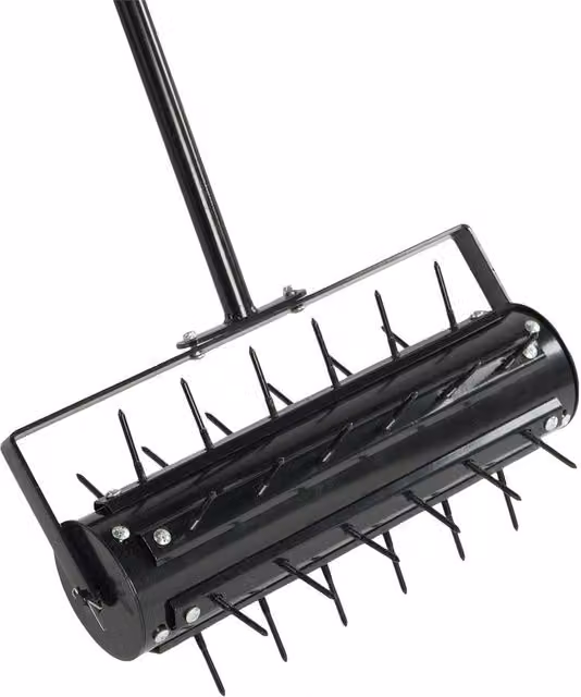 SPETLEK Portable Steel Lawn Garden Aerator 40cm Spike Roller in Black