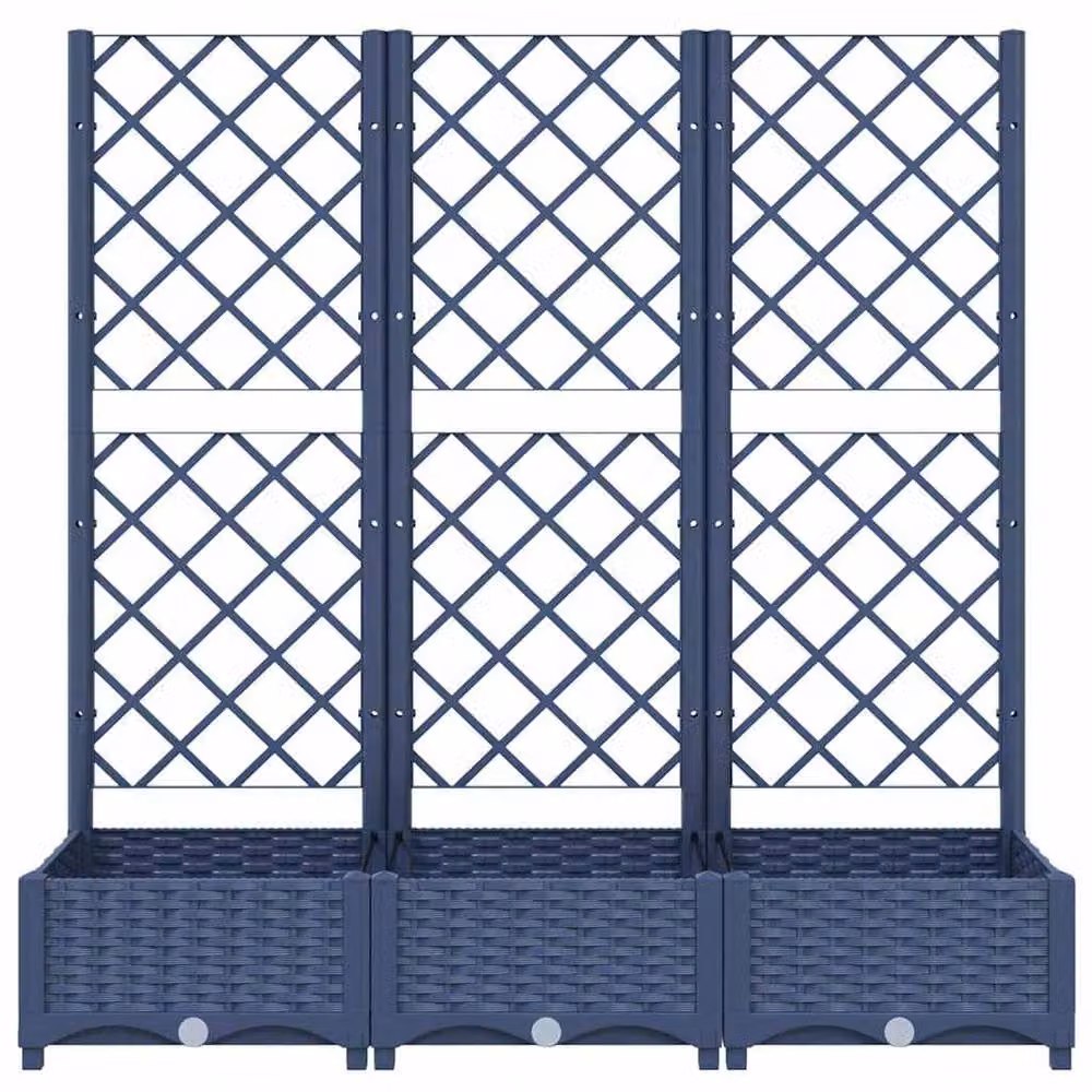 Berkfield Home Garden Planter with Trellis in Dark Grey, W/D/H: 120 x 40 x 121.5 cm – 3