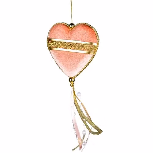 Shatchi Pink Heart Hanging Christmas Decoration Pendant, H 26 cm x W 11 cm – 1