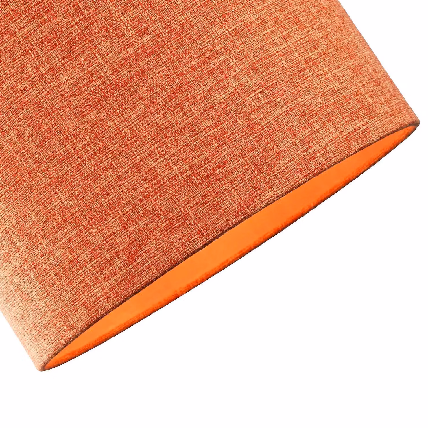 Happy Homewares Rustic Orange and White Linen Fabric Drum Lampshade, Diameter: 30 cm – 4