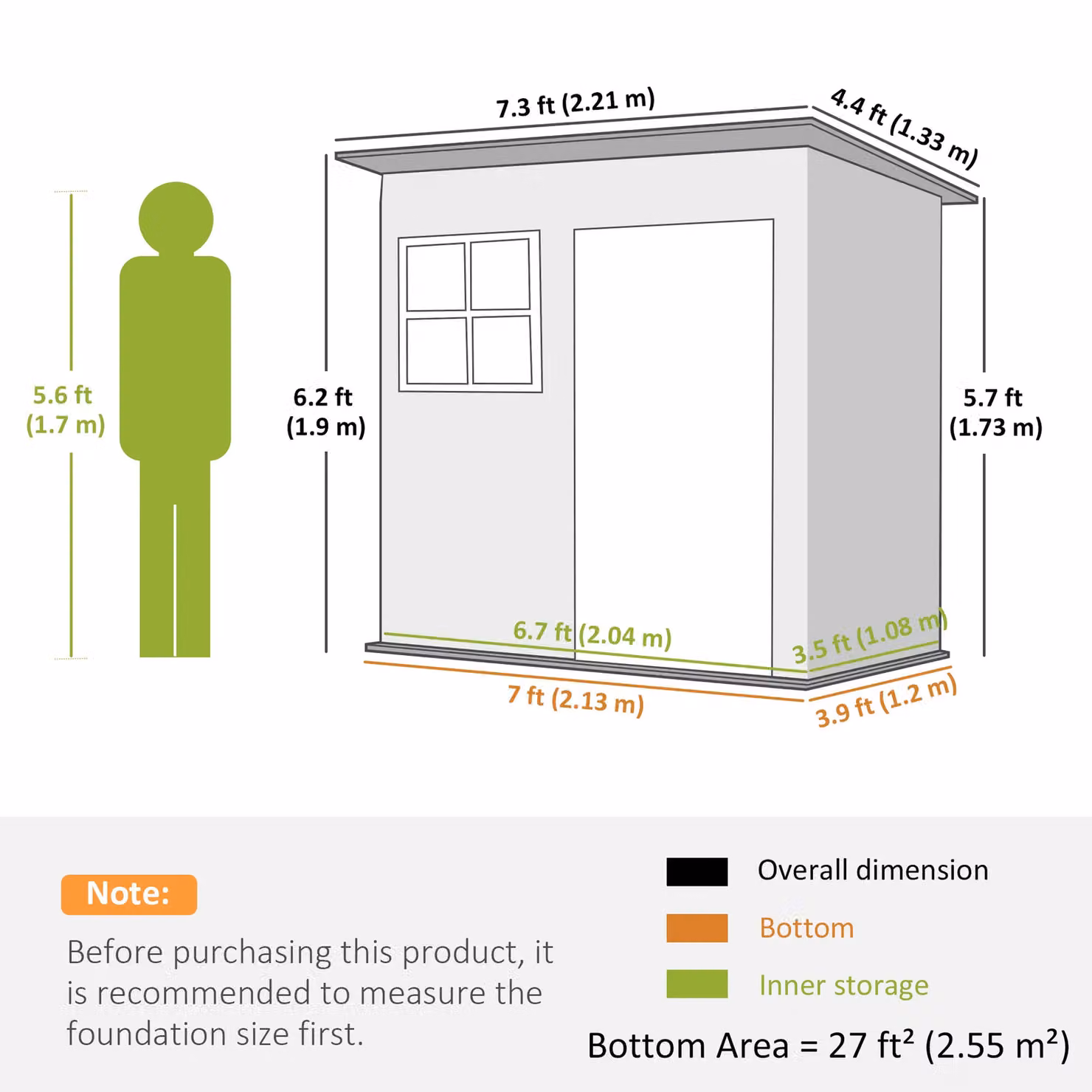 OUTSUNNY Galvanised Steel Garden Shed with Foundation Kit, Dark Grey – 3