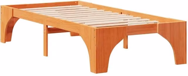 Berkfield Home Floor Bed Frame with Lift Up Storage in Brown Solid Pine Wood, W/D/H: 100 x 200 cm – 1