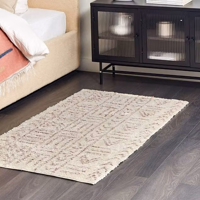 Wyld and Coco Beige Geometric Cotton Rug, Hand-Tufted Flatweave, W: 80 cm, L: 150 cm – 1