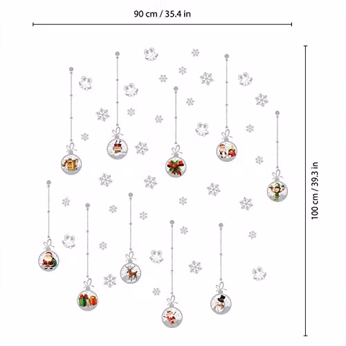 WALPLUS Reusable Double-Sided Christmas Window Stickers, Matt Silver Decals, 45 Pieces – 2