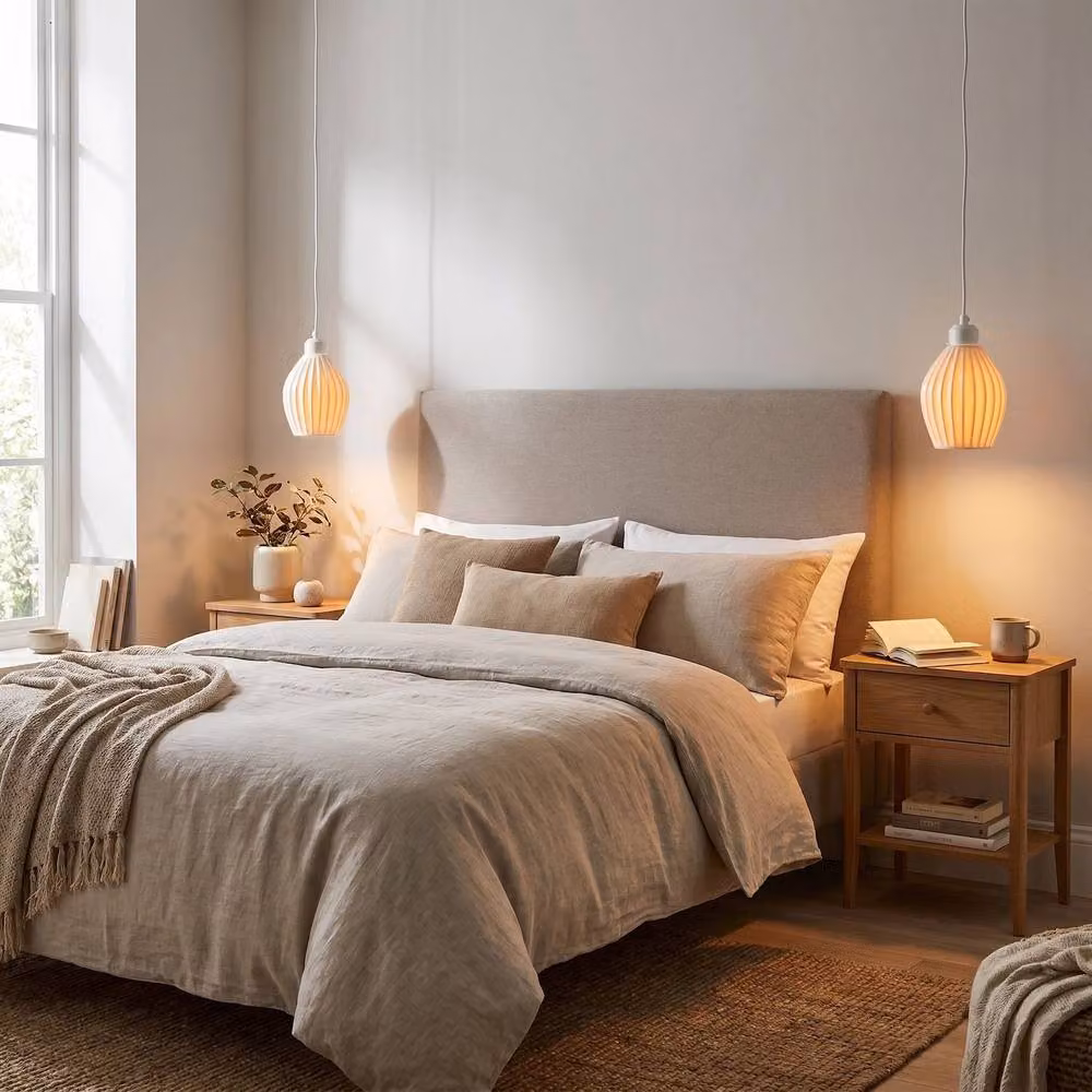 Happy Homewares White Gloss Ceramic Pendant Lamp Shade with Rippled Body – 2