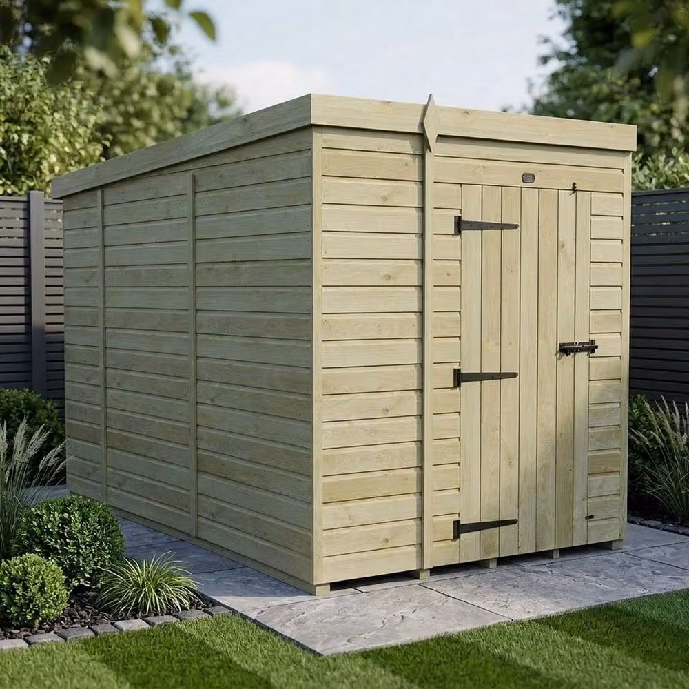Buttercup Farm Brown Timber Pent Garden Shed with Single Door and No Windows, W/D/H: 183 x 183 x 210 cm – 2
