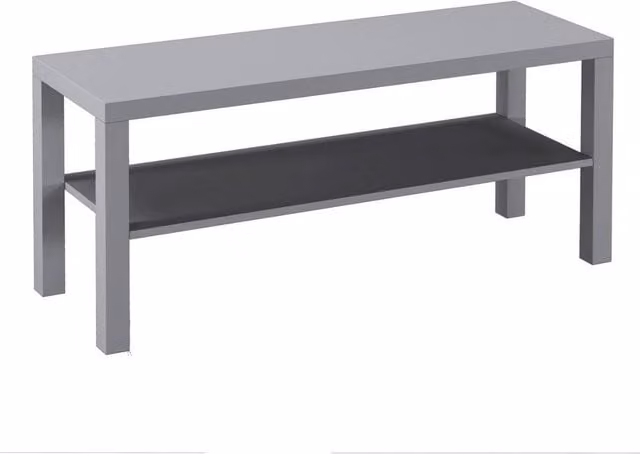 VOGREX Grey 2 Tier Modern TV Bench Entertainment Media Stand Cabinet