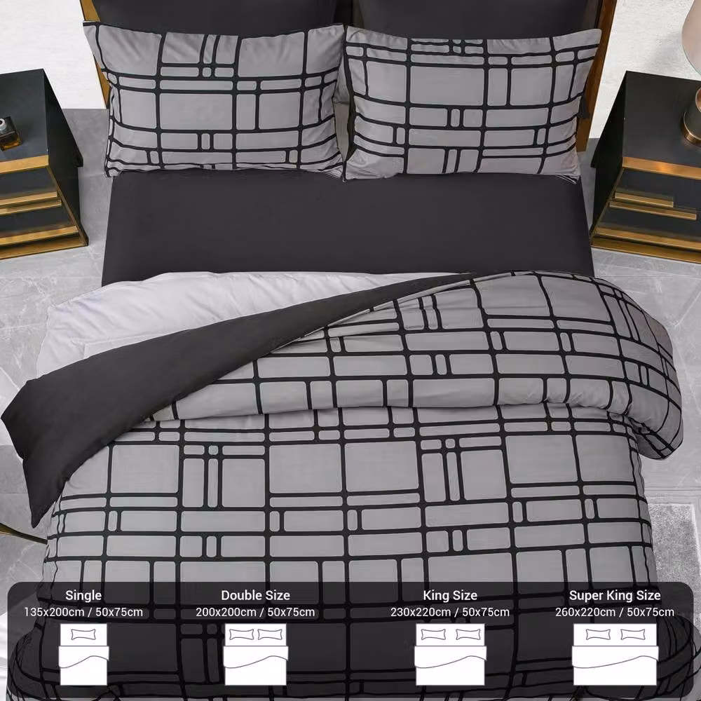 Lazzaro Home Reversible Brushed Microfibre Duvet Cover and Pillowcase Set, Grey, W/D/H: 90 x 200 cm – 2