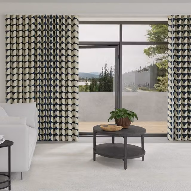Orla Kiely Jumbo Solid Stem Made to Measure Wave Blackout Curtains in Blue