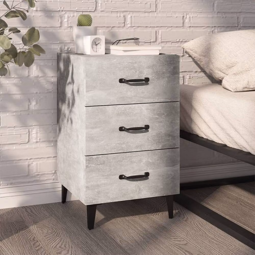 Berkfield Home Elegant Bedside Cabinet in Concrete Grey, W/D/H: 40 x 40 x 66 cm – 2