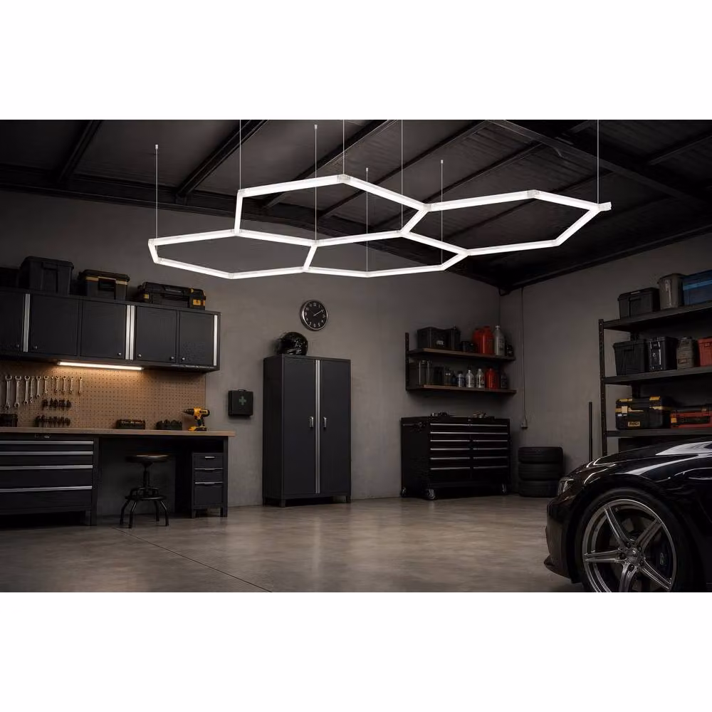 Netlighting Honeycomb Hexagon LED Pendant Ceiling Light in White and Transparent – 2