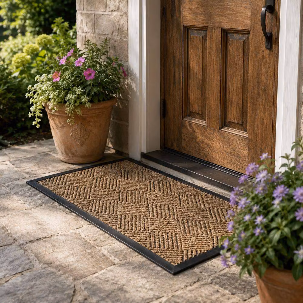 Marco Paul Non Slip Heavy Duty Door Mat, Chestnut Chequered in Brown, W: 45 cm, D: 75 cm – 7