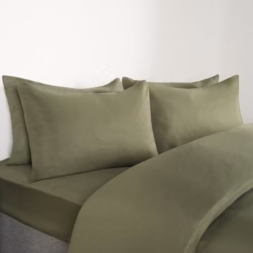 OHS Single Fitted Microfibre Bed Sheet, Non-Iron, Green, W/D/H: 91 x 190 x 25 cm – 2