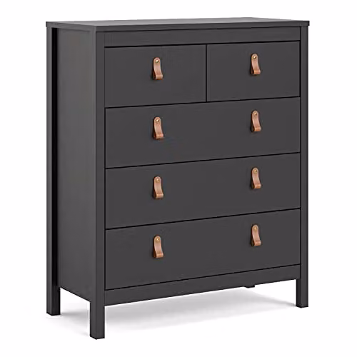 Furniture To Go Barcelona Black Wood Chest of 5 Drawers – 2
