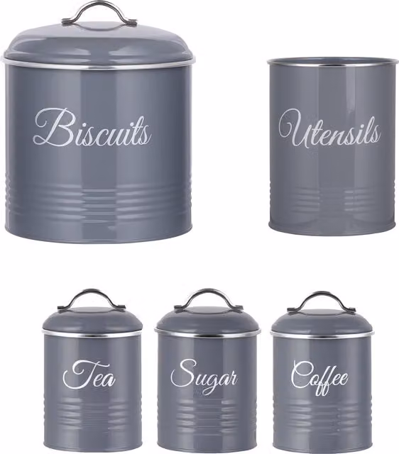 Innoteck Airtight and Leakproof Metal Kitchen Storage Set in Grey and White