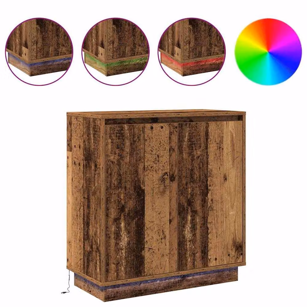Berkfield Home Rustic Brown Sideboard with Integrated LED Lighting, W/D/H: 71 x 34.5 x 75 cm – 3