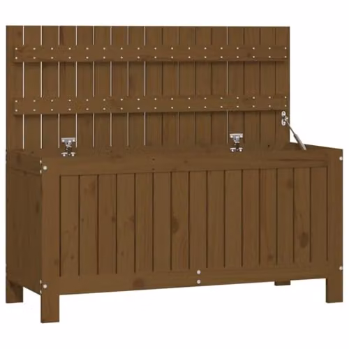vidaXL Garden Storage Box in Honey Brown Solid Pine Wood, W/D/H: 108 x 42.5 x 54 cm