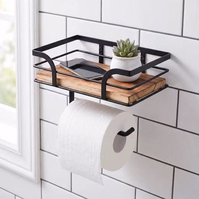 KORVIXA Space Saving Wall Mounted Paper Towel Holder in Black