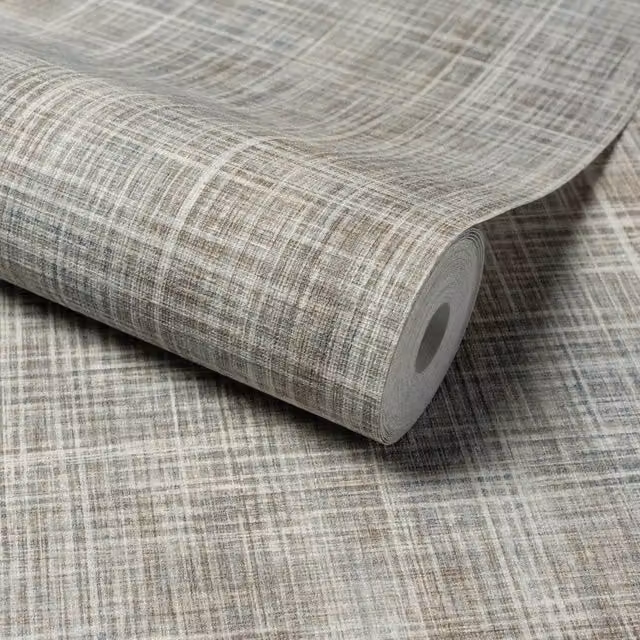 Grandeco Blue Brushed Check Fabric Effect Textured Wallpaper, 1 Roll