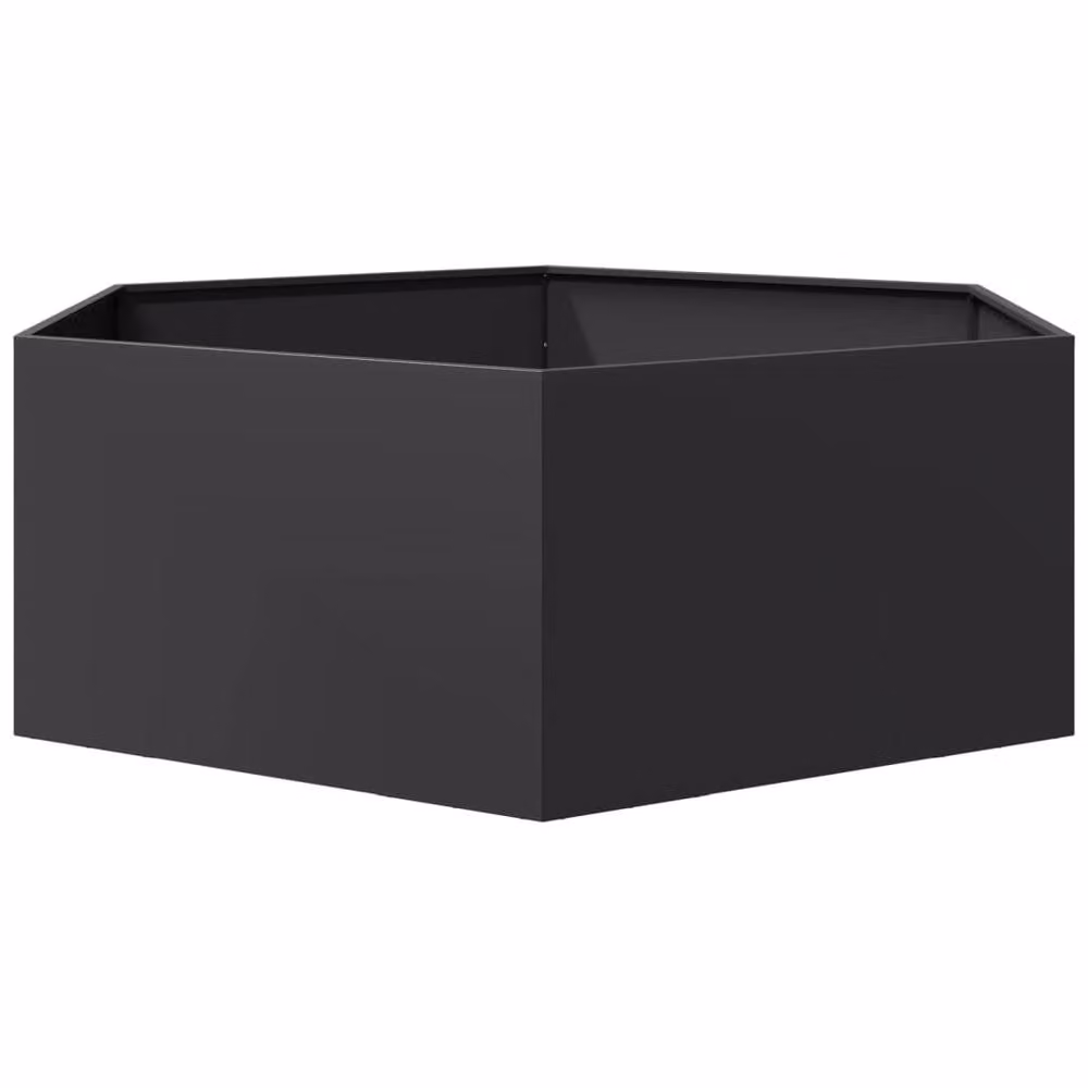 Berkfield Home Garden Black Hexagon Steel Planter W: 138 cm, D: 120 cm, H: 45 cm – 4