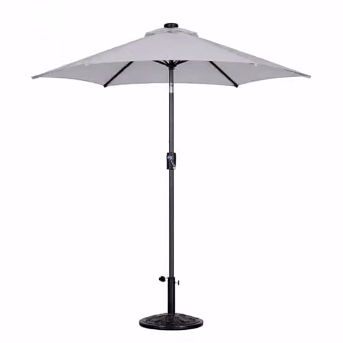 Jack Stonehouse JSH 2.7m Straight Garden Parasol in Grey with UPF 50+ Protection and Tilt Function – 1