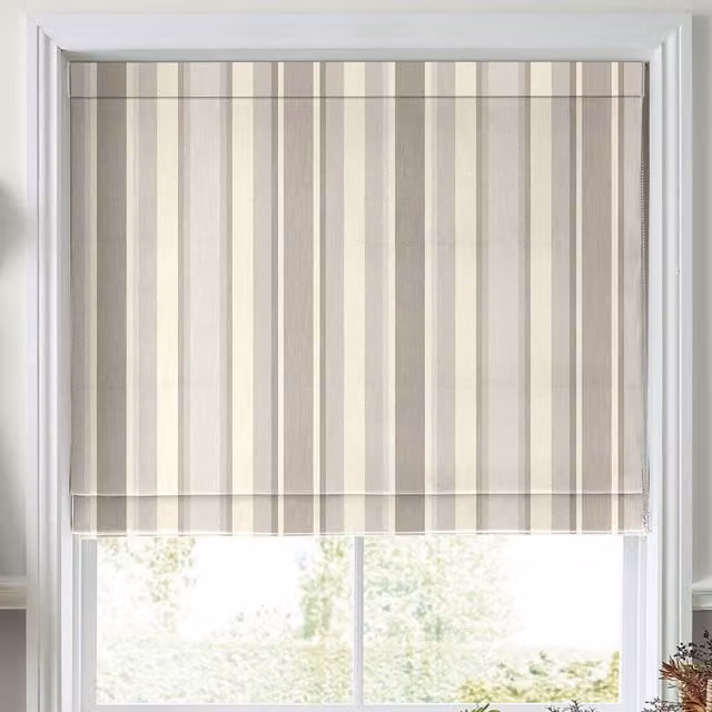 Laura Ashley Made To Measure Blackout Roman Blind in Dove Grey Awning Stripe