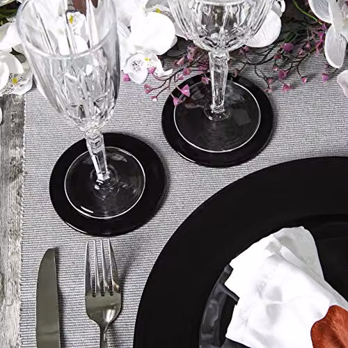 Argon Tableware Black Metallic Round Melamine Coasters, Pack of 6, Diameter: 10 cm – 3