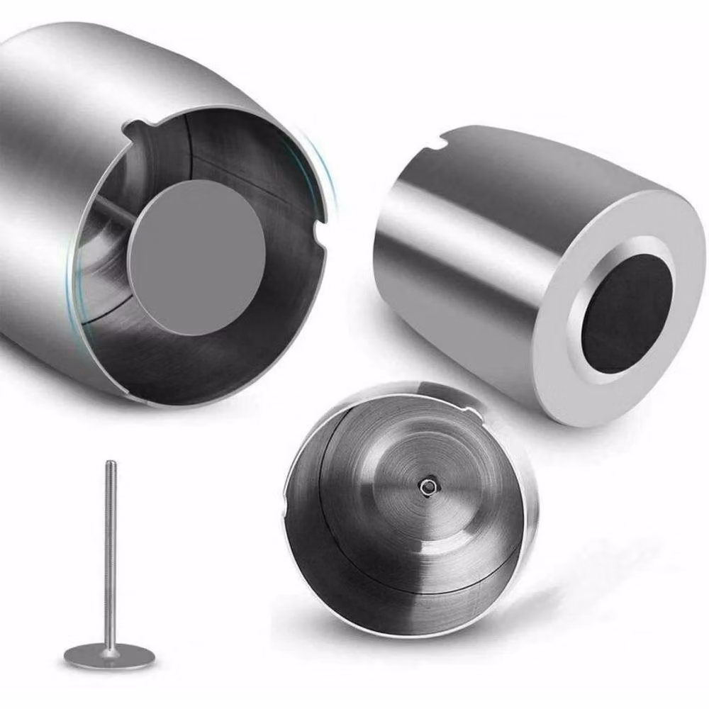 EONLION Silver Stainless Steel Round Cigarette Ashtray Bin with Flip Lid, Diameter: 100 cm – 4
